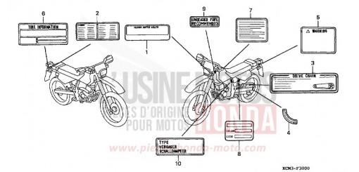 ETICHETTA DI AVVERTIMENTO XLR125RW di 1998
